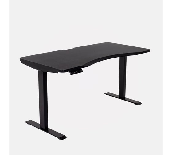 Изображение товара Геймерский стол с электроприводом LuxAlto E5A, черное подстолье, черная столешница, ЛДСП карбон, 140x70 см 17029
