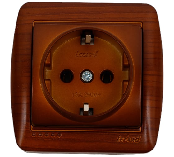 Изображение товара Розетка Lezard DEMET с заземлением, махагон 711-0500-122