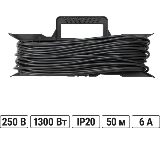 Изображение товара Силовой народный удлинитель-шнур на рамке TDM ELECTRIC, ПВС, 1300Вт, без заземления, 50м, штепсельное гнездо SQ1307-0305