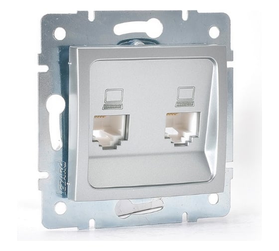 Изображение товара Двойная компьютерная розетка Lezard KARINA, матовое серебро 707-4388-141