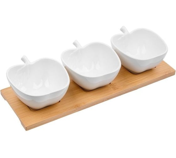 Изображение товара Трехсекционная менажница на бамбуковой подставке PERFECTO LINEA BAMBOO 38-321110