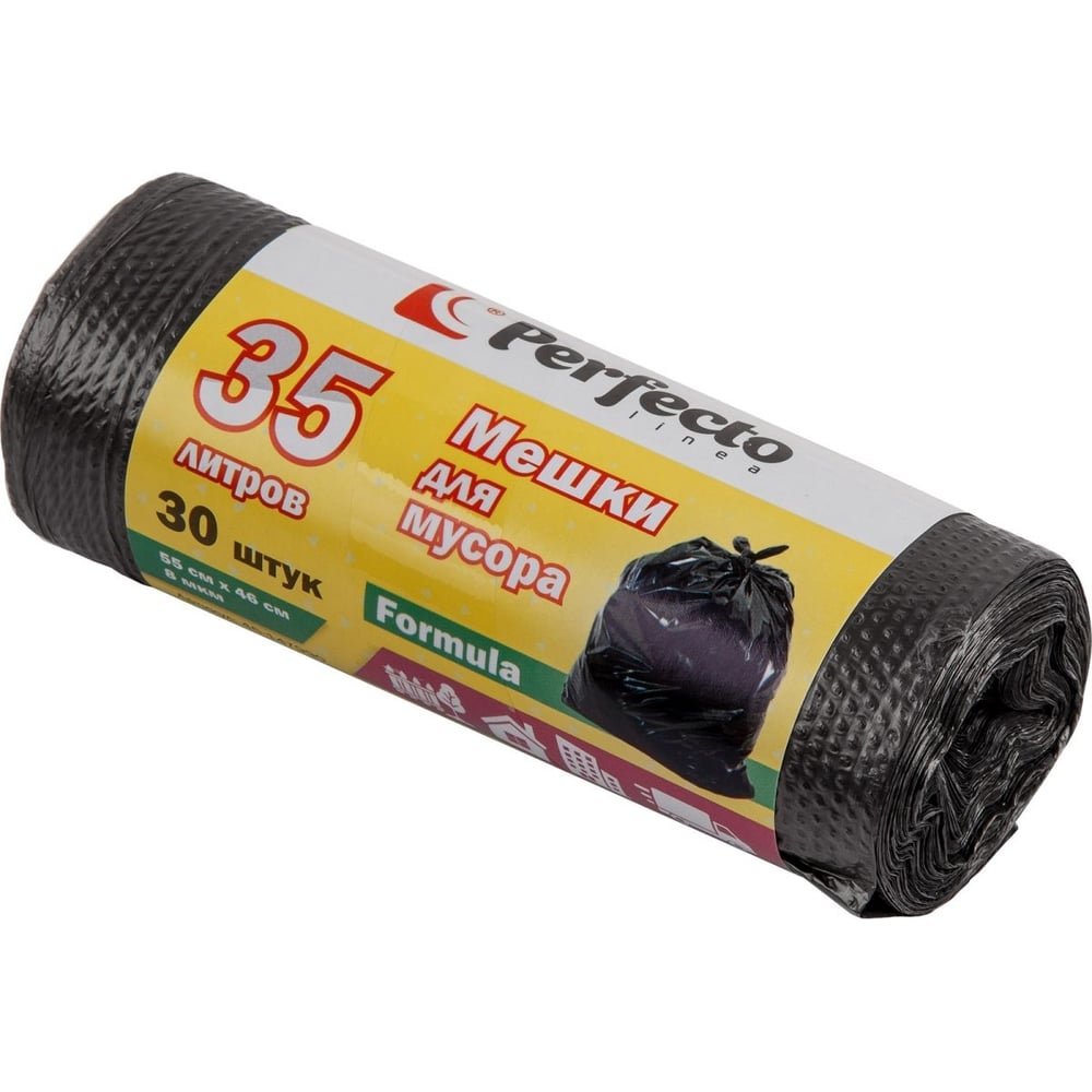 Изображение товара Мешки для мусора PERFECTO LINEA Formula 35 л 30 шт черные прочные пластиковые