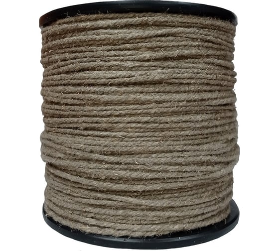 Изображение товара Веревка льнопеньковая Сибшнур диаметр 6 мм 500 м на катушке 10324