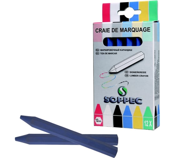 Изображение товара Промышленный универсальный синий мелок Soppec 12 шт. 421101