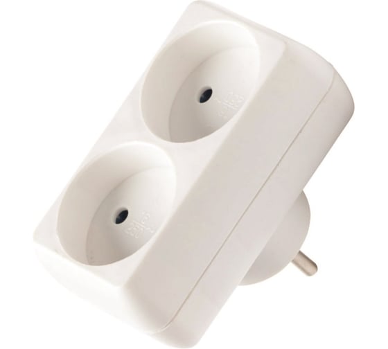 Изображение товара Сетевой разветвитель General Lighting Systems 16А 2 места плоский без заземления GTS-F-2-16 473000