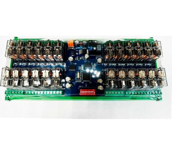 Изображение товара Релейный модуль FOSHAN QINGJUN ELECTRONICS 24 канала, управление по RS485 протокол Modbus-RTU 24-Channel RS485 Relay Module