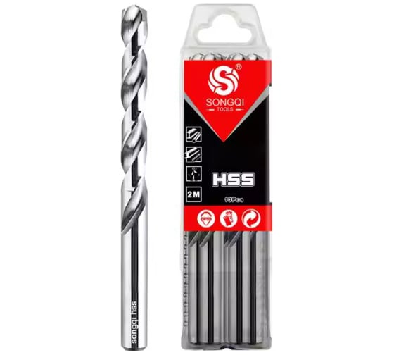 Изображение товара Сверло по металлу шлифованное HSS, DIN338, 3.9x33x75 мм, 10 шт SONGQI 10 028 238
