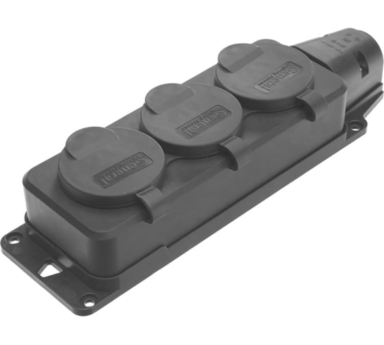 Изображение товара Розеточная колодка GSB-16-3-G-IP44 General Lighting Systems 16А 3 места с/з IP44 черная каучук 470028