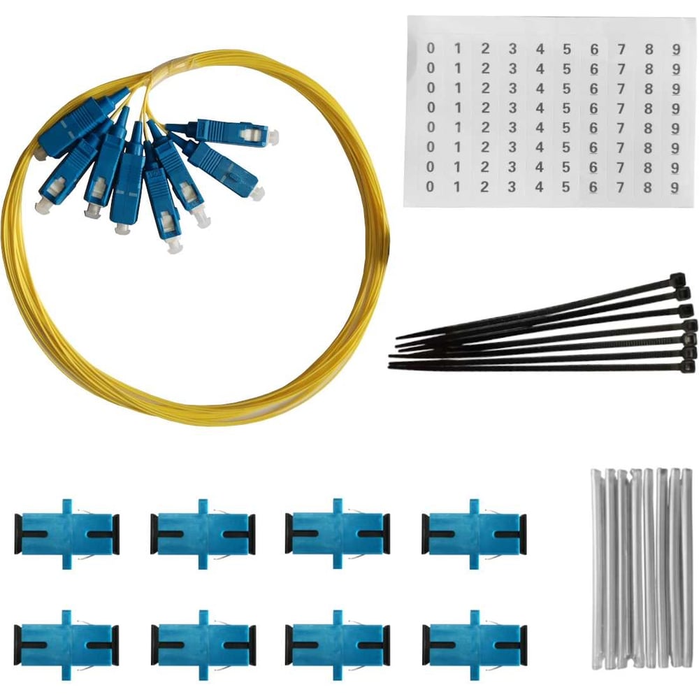 Изображение товара Комплект 8 портов Netlink SC/UPC оптоволоконных разъемов и хомутов