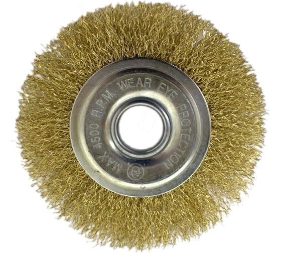 Изображение товара Щетка плоская, латунированная волнистая проволока, 125 мм для УШМ TOOLAS 00000002784