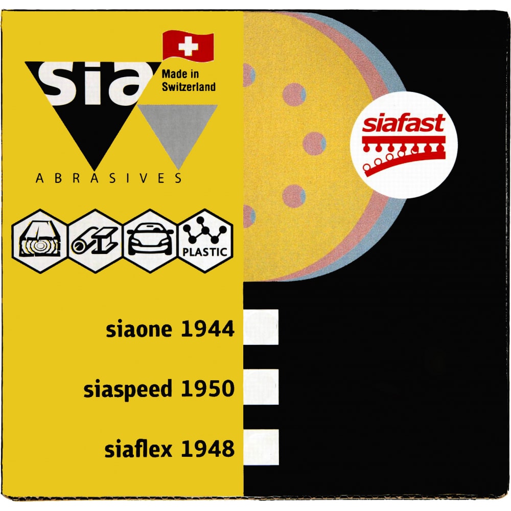 Круг шлифовальный на липучке siaflex 1948 (50 шт; 125 мм; 8 отверстий; p150) sia abrasives sf50-125-8-150