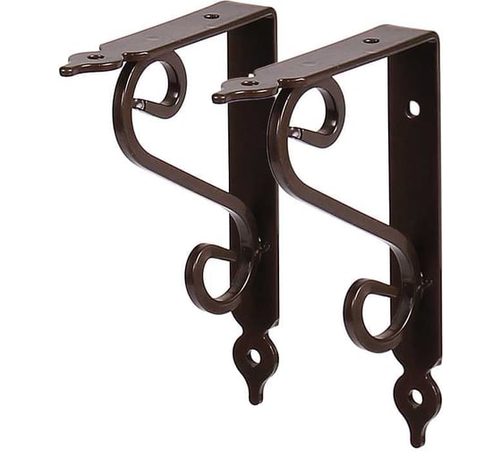 Изображение товара Кронштейны Larvij уголки для полки 2 шт. Мадрид 2 шт. 11x14,5 нагрузка до 16 кг, цвет черный с бронзовыми отливами L7635ABх2