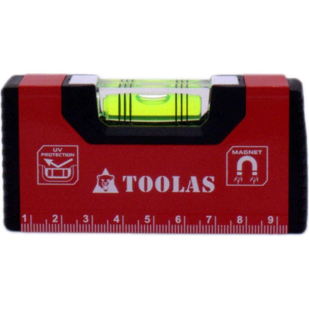 Изображение товара Мини уровень с магнитом TOOLAS 100мм профессиональный брусковый