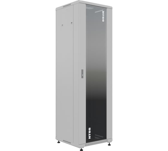 Изображение товара Шкаф напольный универсальный серверный NTSS R 32U 600x600мм, 4 профиля 19, двери стекло и сплошная металл, боковые стенки съемные, регулируемые опоры, разобранный, серый RAL 7035 NTSS-R32U6060GS
