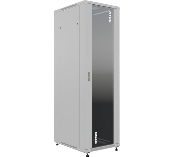 Изображение товара Шкаф напольный универсальный серверный NTSS R 32U 600x800мм, 4 профиля 19, двери стекло и сплошная металл, боковые стенки съемные, регулируемые опоры, разобранный, серый RAL 7035 NTSS-R32U6080GS