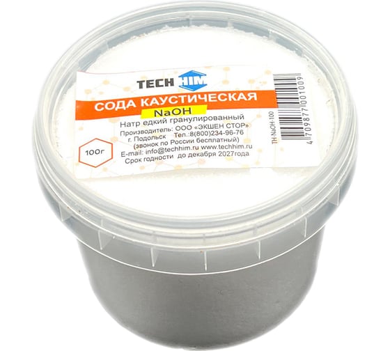 Изображение товара Сода каустическая TECHHIM 100гр TH-NaOH-100