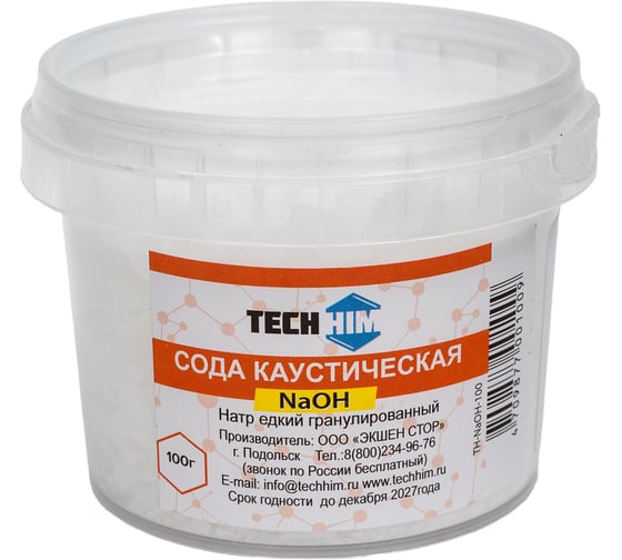Изображение товара Сода каустическая TECHHIM 100гр TH-NaOH-100