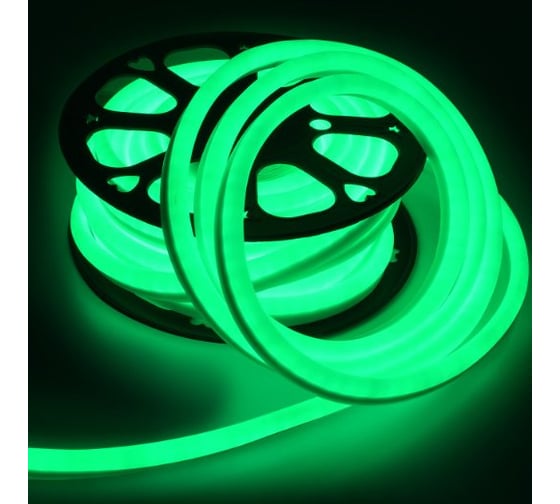 Изображение товара Светодиодная лента General Lighting Systems гибкий неон 50 м, 9,6Вт/м, 220В, SMD2835, 8мм, IP67, зеленый GLS-2835-120-9.6-220-NL-IP67-G 504313