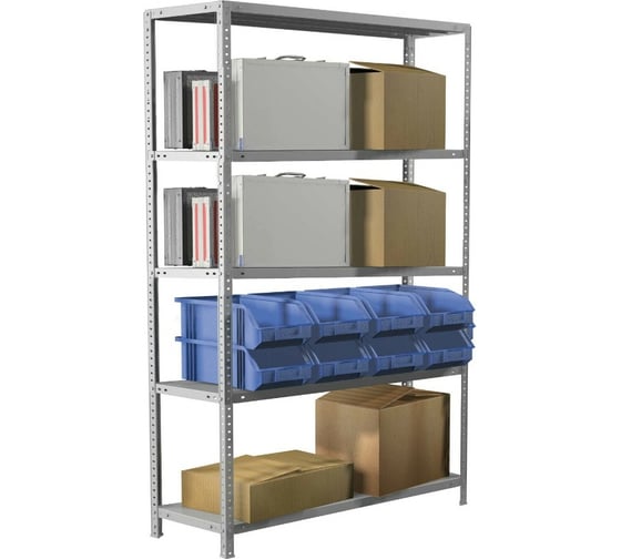 Изображение товара Металлический стеллаж BRABIX MS KD-195/60-5 1950х1000х600 мм 5 полок сборная стойка 291121