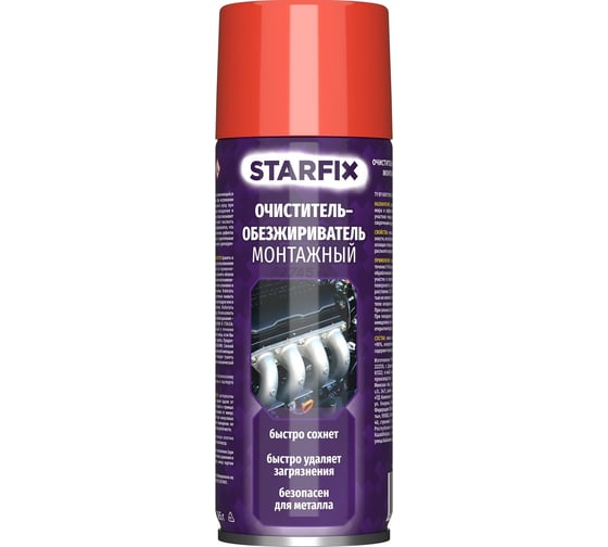 Изображение товара Очиститель-обезжириватель монтажный STARFIX аэрозоль, 650 мл SM-68652-1