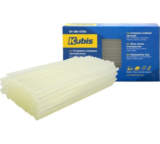 Изображение товара Стержни клеевые прозрачные 7.2x200 мм, 1 кг, 114 шт, коробка KUBIS 01-06-0721