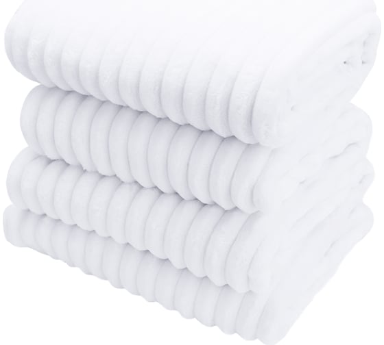 Изображение товара Плед велсофт Полоски, снежный, полиэстер 200x220см, 260 г/м ND Home 306810