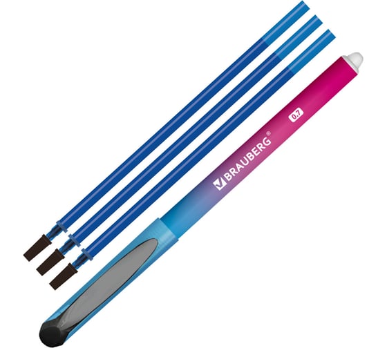 Изображение товара Ручка стираемая гелевая BRAUBERG Grade, Синяя, + 3 сменных стержня, узел 0,7 мм, линия письма 0,5 мм 144209
