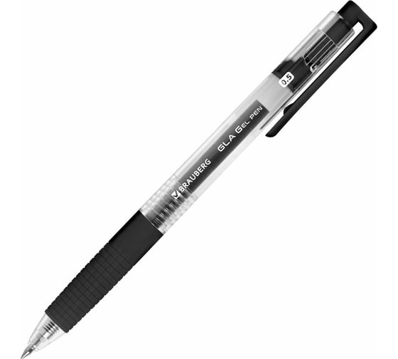 Изображение товара Ручка гелевая BRAUBERG автоматическая с грипом Gla, Черная, стандартный узел 0,5 мм, линия письма 0,35 мм 144215