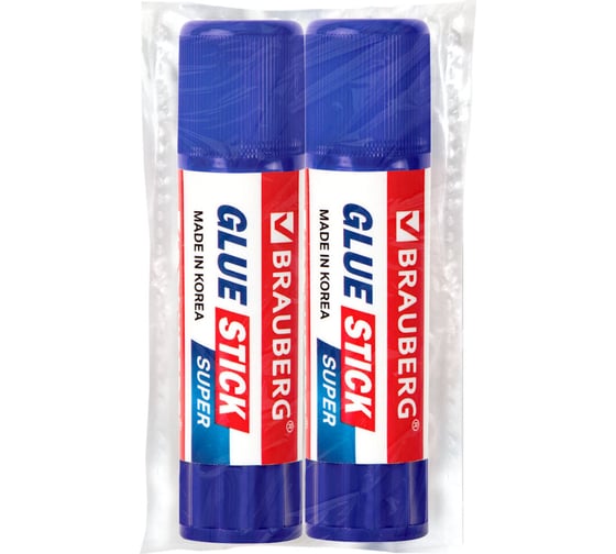 Изображение товара Клей-карандаш BRAUBERG 8 г, Super, комплект 2 штуки в пакете 881032