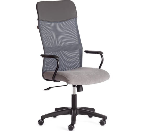 Изображение товара Кресло Tetchair PRACTIC (мп) флок/кожзам, серый/металлик, 29/W-12/36 21448
