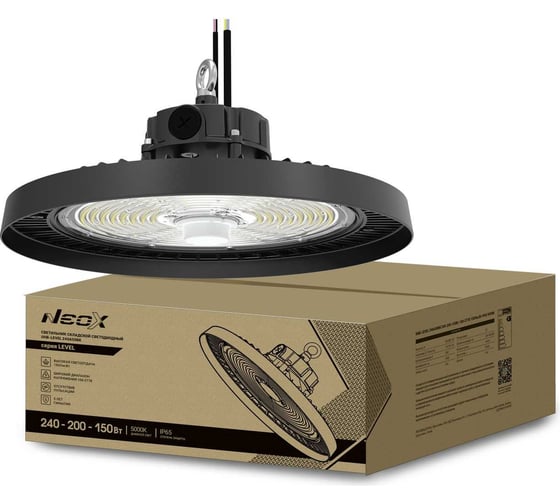 Изображение товара Светильник складской светодиодный Neox UHB-LEVEL 240A50BK 240/200/150Вт 100-277В 36000Лм 150Лм/Вт 5000K 5 лет 4690612054247