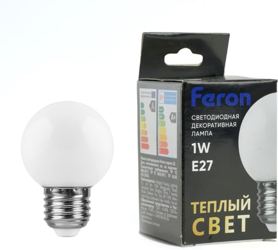 Изображение товара Светодиодная лампа FERON LB-37 Шарик матовый E27 1W 2700K 25878