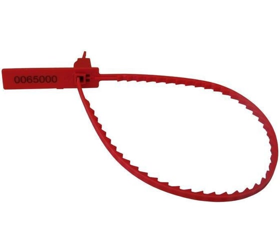 Изображение товара Пломба ООО Комус пластиковая, номерная, одноразовая, 200мм, красные, узкие, 40штук/упаковка 965674