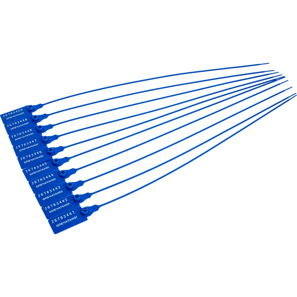Изображение товара Пломба пластиковая номерная одноразовая 330 мм синие 50 шт Комус