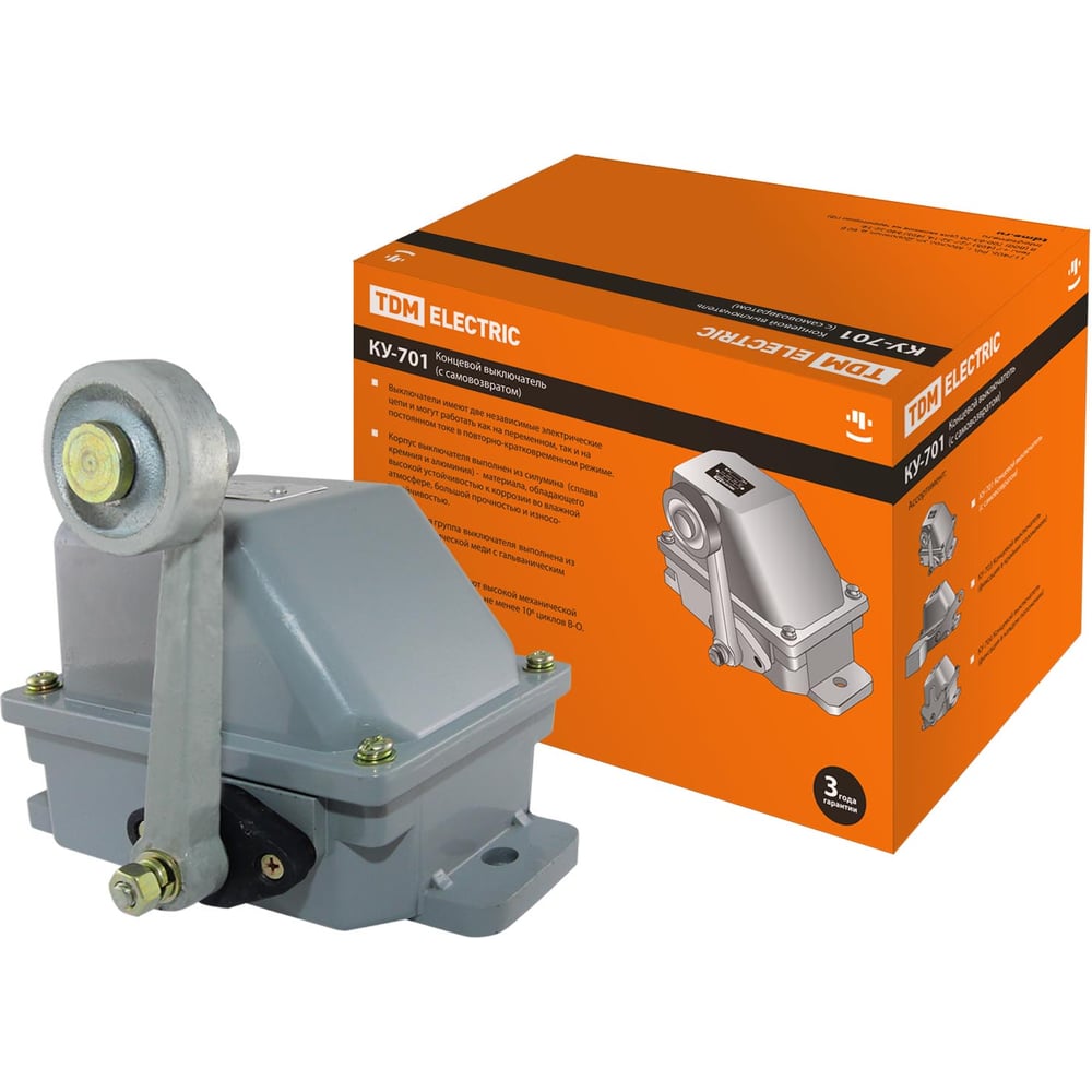 Изображение товара Концевой выключатель TDM КУ-701 У1 с самовозвратом 10А 380В IP44