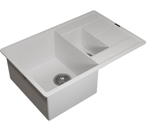 Изображение товара Кухонная кварцевая мойка Uperwood Quartz UPD-05_01, прямоугольная двухсекционная, белая 3910202116