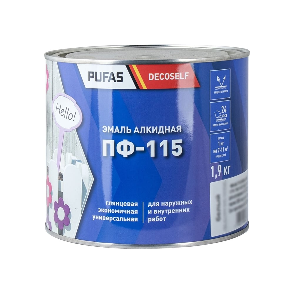 Изображение товара Эмаль Pufas ПФ-115 бирюзовая Decoself 1,9 кг для внутренних и наружных работ