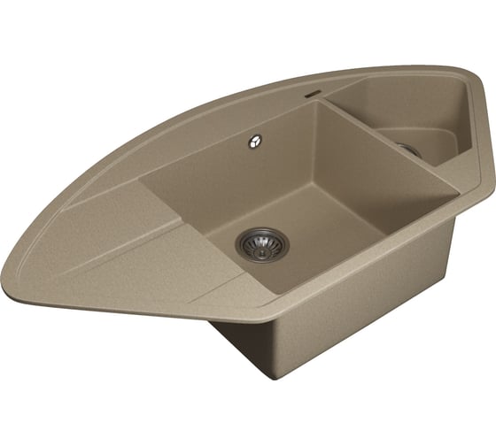 Изображение товара Кухонная кварцевая мойка Uperwood Quartz UPD-06_02, угловая двухсекционная, бежевая 3910202121