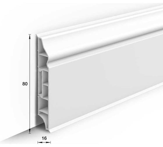 Изображение товара Плинтус напольный фигурный Ideal Дюра 80 мм 2,2 м, 001 Белый ИД-ПФ80 001 БЕЛ