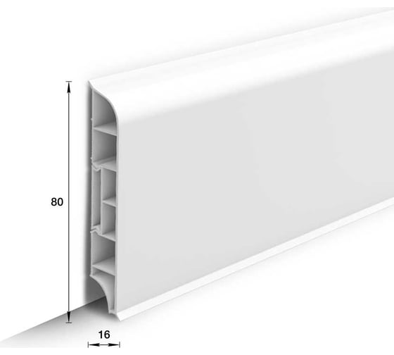 Изображение товара Плинтус напольный округлый Ideal Дюра 80 мм 2,2 м, 001 Белый ИД-ПО80 001 БЕЛ