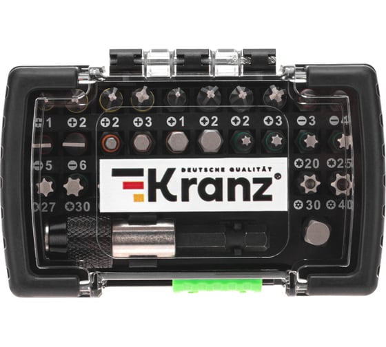 Изображение товара Набор бит с магнитным держателем, пластиковый кейс, 32 предмета KRANZ KR-92-0464