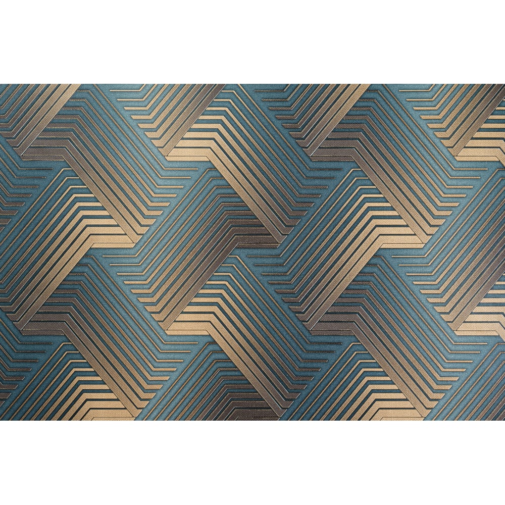 Изображение товара Обои горячего тиснения на флизелиновой основе Артекс Каскад, 10х1.06 м, синий, рельефные геометриче