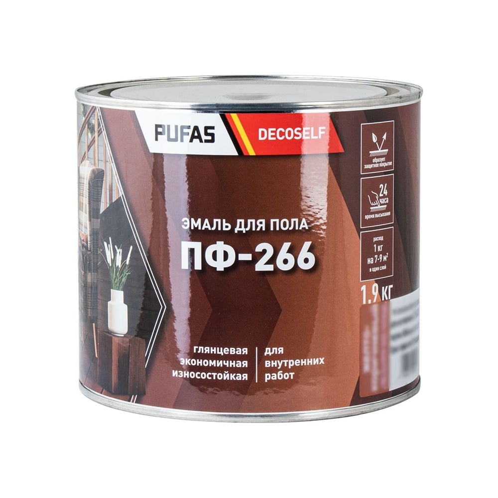 Изображение товара Эмаль для пола Pufas ПФ-266 Decoself 1,9 кг, глянцевая, влагостойкая
