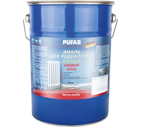 Изображение товара Эмаль для радиаторов Pufas белая 6кг тов-212156