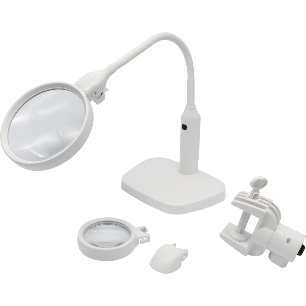 Изображение товара Лупа с подсветкой Hobby&pro с креплением и двумя линзами 75 и 120 мм