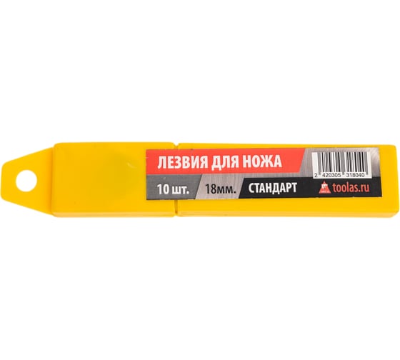Изображение товара Лезвия для ножа 18 мм (10 шт) TOOLAS 00003473
