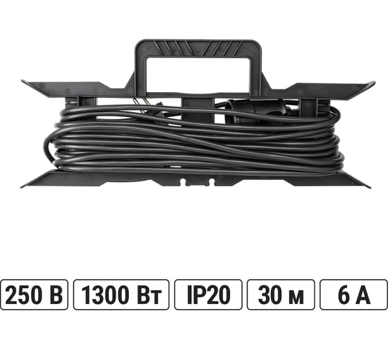 Изображение товара Силовой народный удлинитель-шнур на рамке TDM ELECTRIC ПВС, 1300Вт, без заземления, 30м, штепсельное гнездо SQ1307-0303
