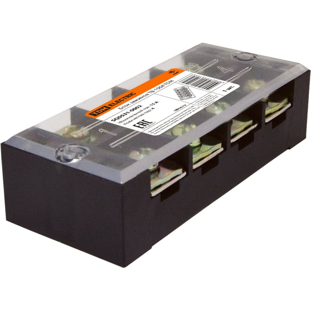 Изображение товара Блок зажимов TDM ELECTRIC ТВ-1504 SQ0531-0002 для электромонтажа, 4 пары, черный