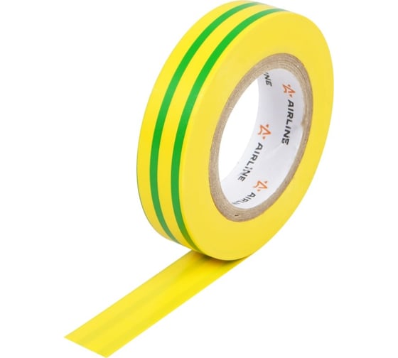 Изображение товара Изолента Airline ПВХ, желто-зеленая, 15 мм, 10 м ADET001
