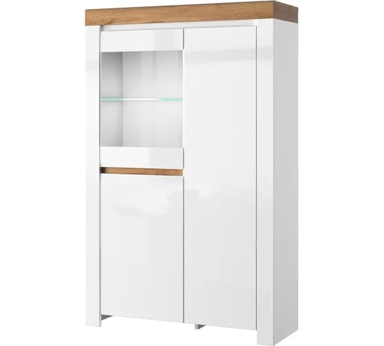 Изображение товара Шкаф с витриной Anrex 1V2D, TAURUS, цвет белый\дуб вотан 726042